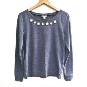 5 for $20! LOFT Outlet Blue- Gray Embellished Sweater